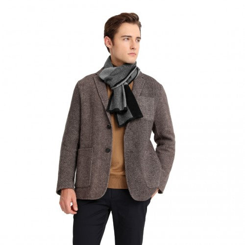 Men's Fashion Irregular Grid Winter Scarf for Warmth and Style - Black