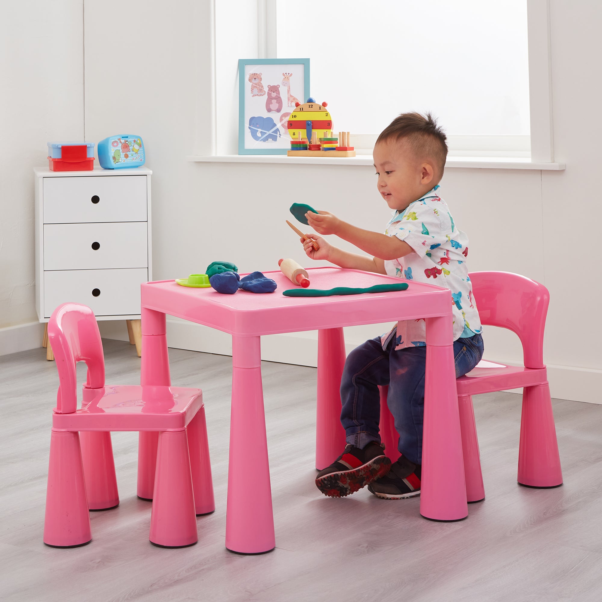 Kids Colourful Plastic Table & 2 Chairs Set (18 Months-6 Years)
