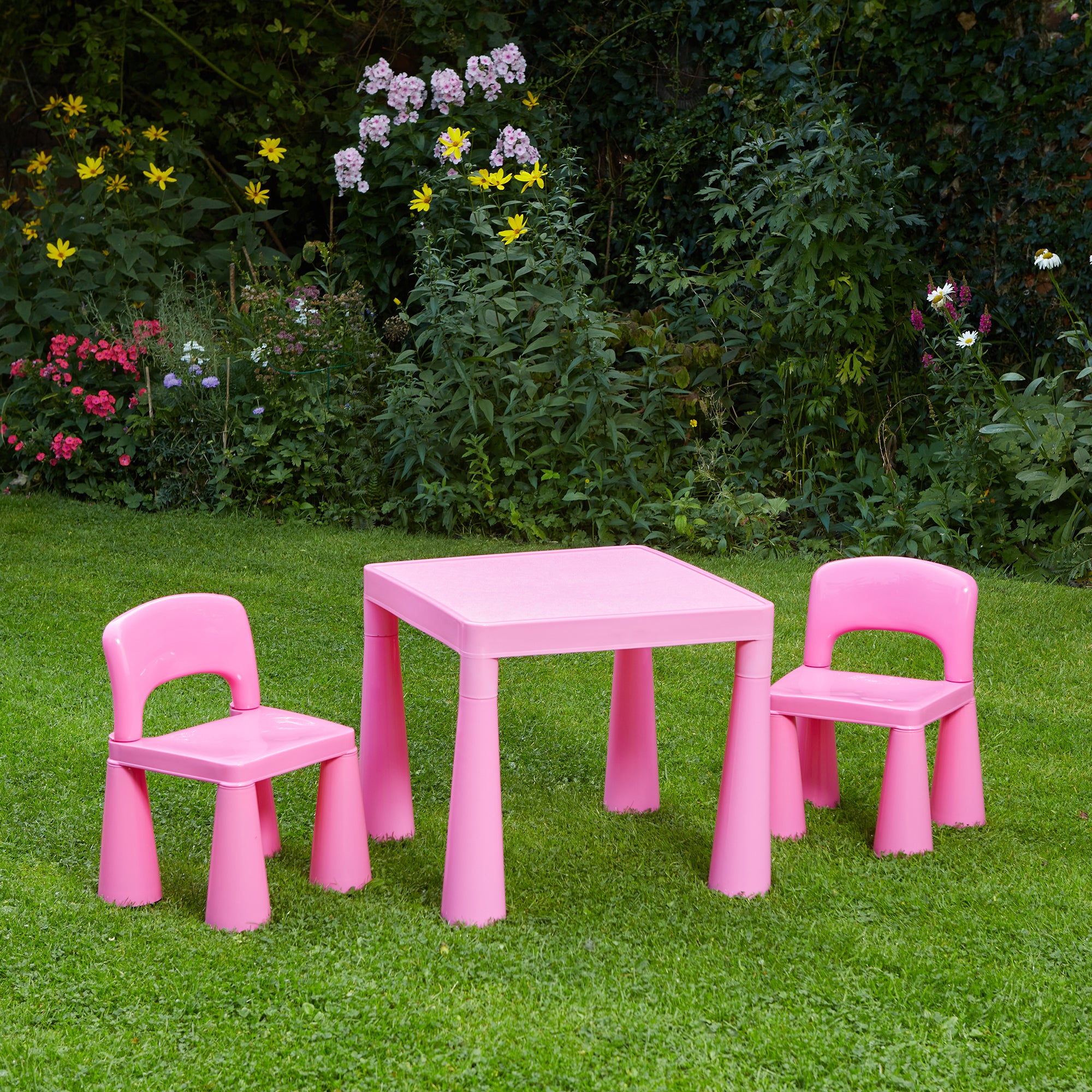 Kids Colourful Plastic Table & 2 Chairs Set (18 Months-6 Years)