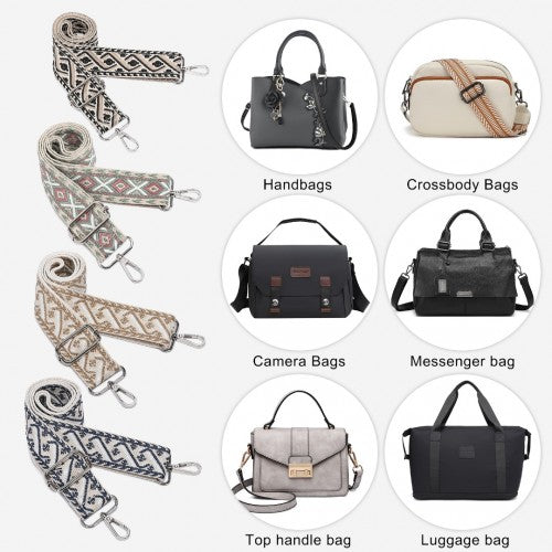Miss Lulu Stylish Adjustable Patterned Shoulder Strap for All Bag Types - Khaki