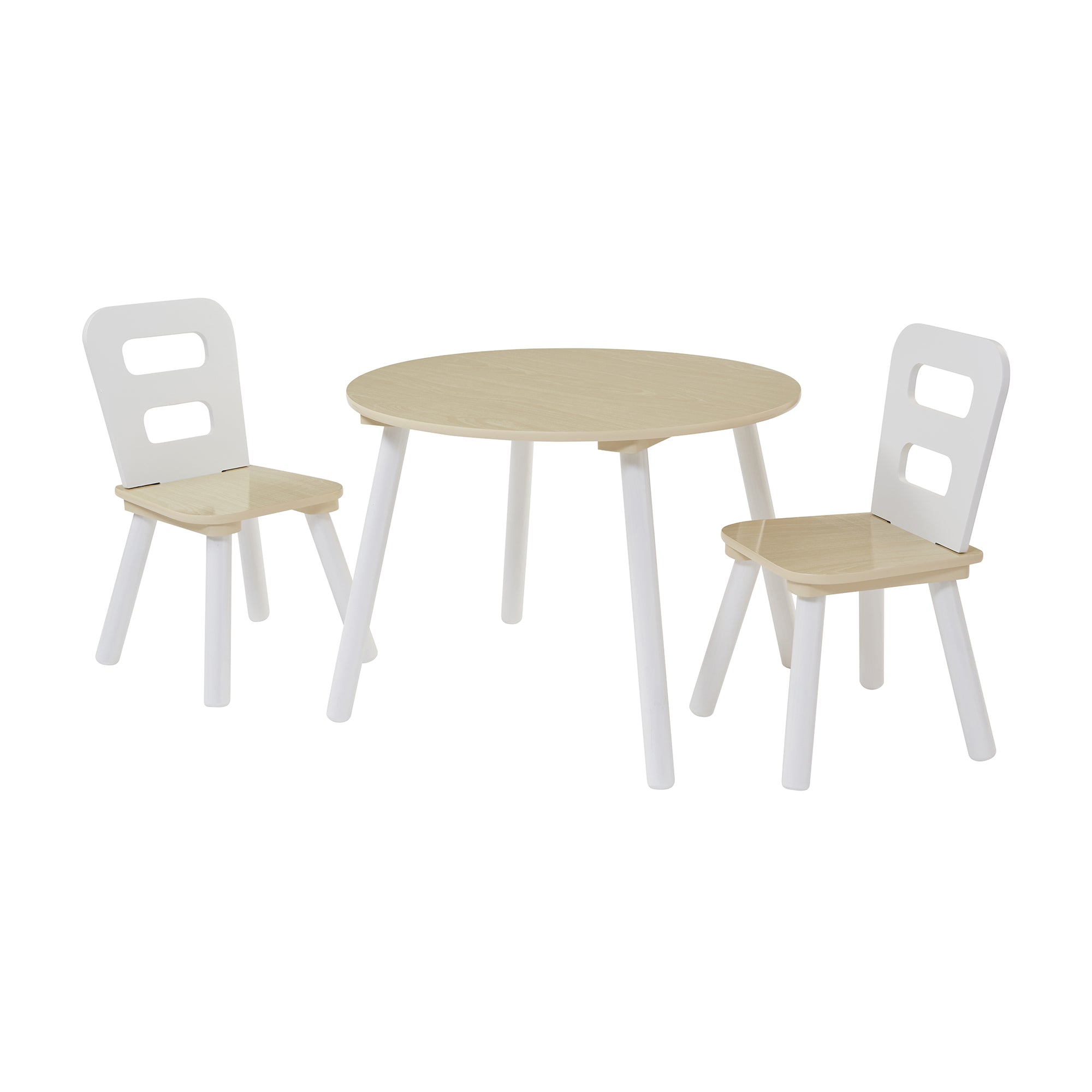 Kids Round Wooden Table & 2 Chairs Set (Ages 2+)