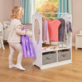 Kids White Wooden Dress Up Unit with 2 Storage Boxes (Ages 3-7)
