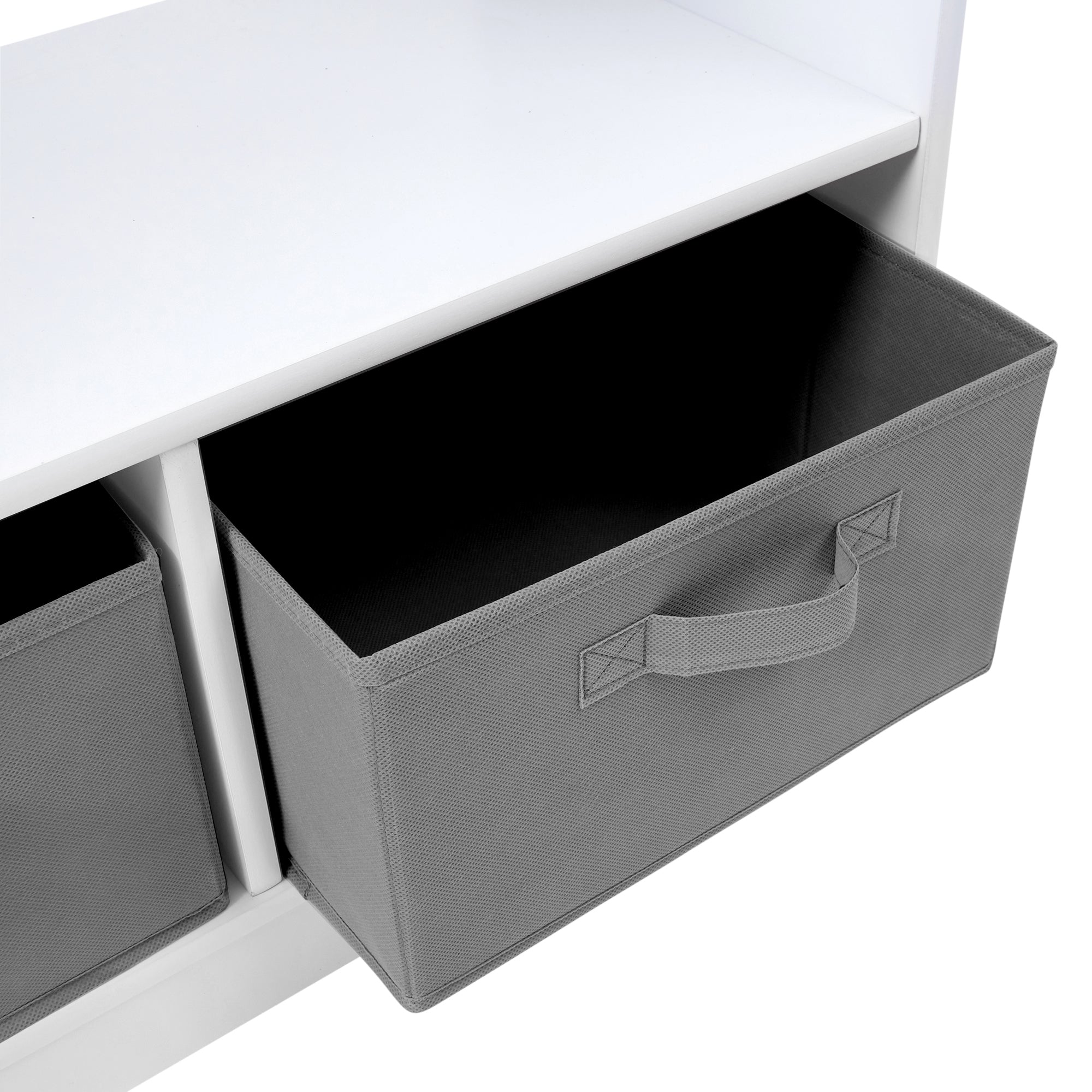 Kids White Wooden Dress Up Unit with 2 Storage Boxes (Ages 3-7)