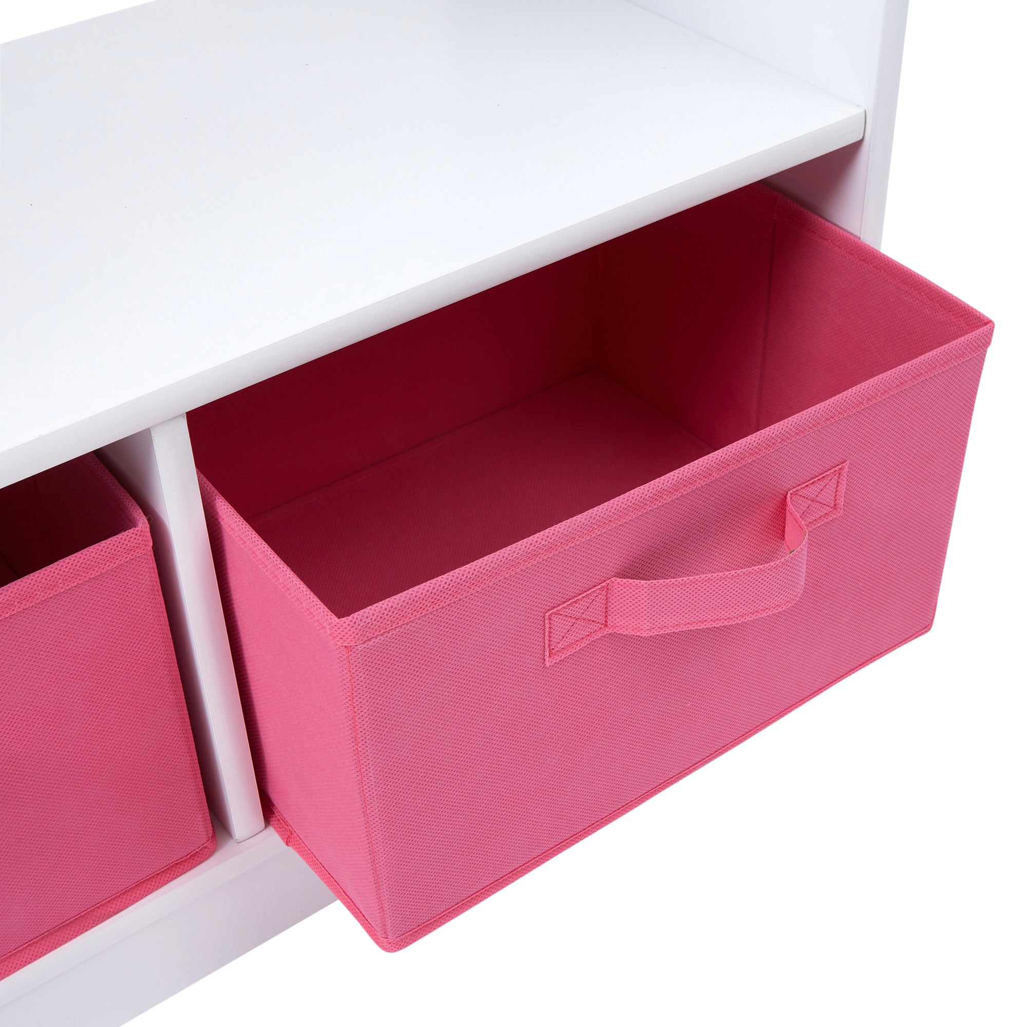 Kids White Wooden Dress Up Unit with 2 Storage Boxes (Ages 3-7)