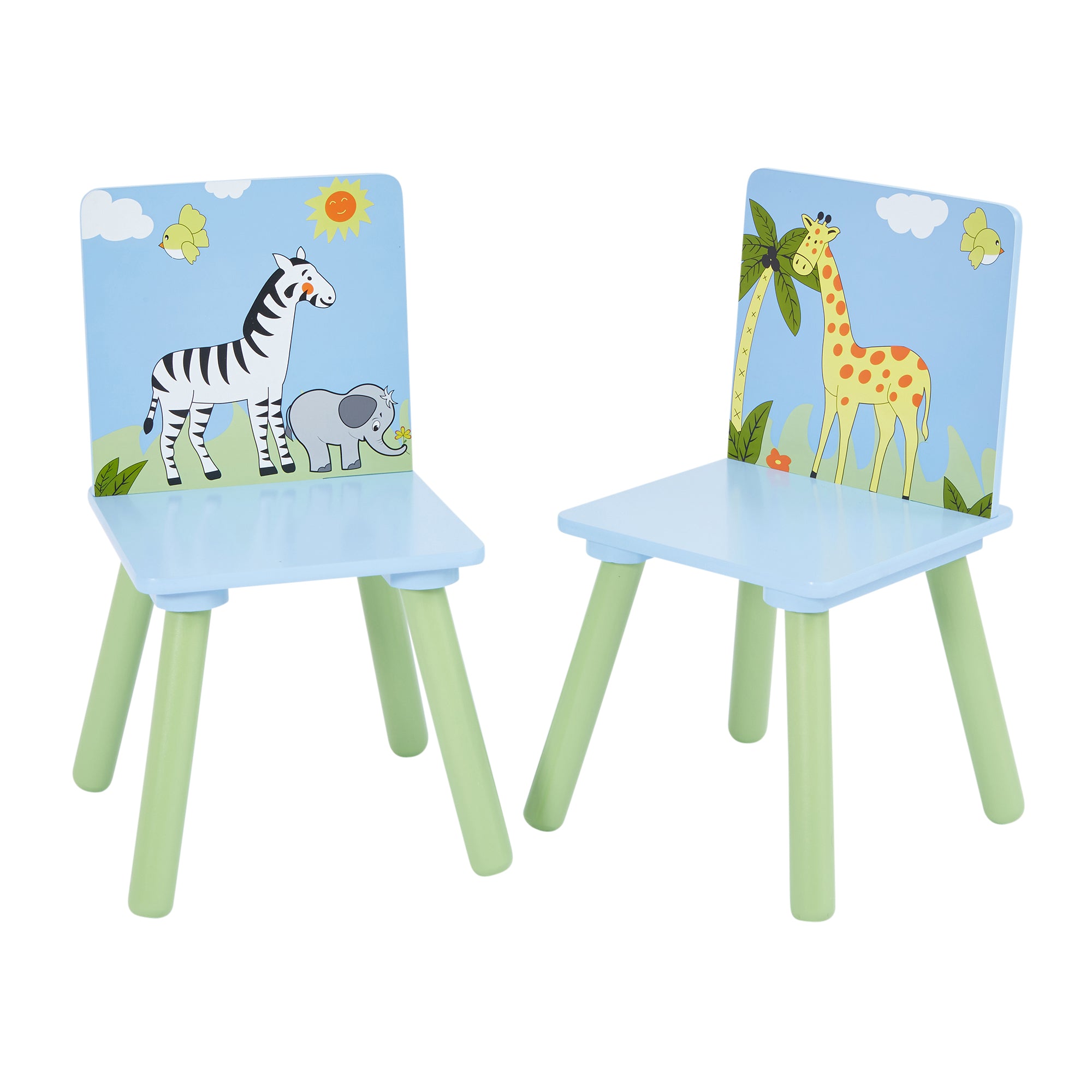 Kids Safari Table & Two Chairs Set – Animal Friends (18 Months-6 Years)