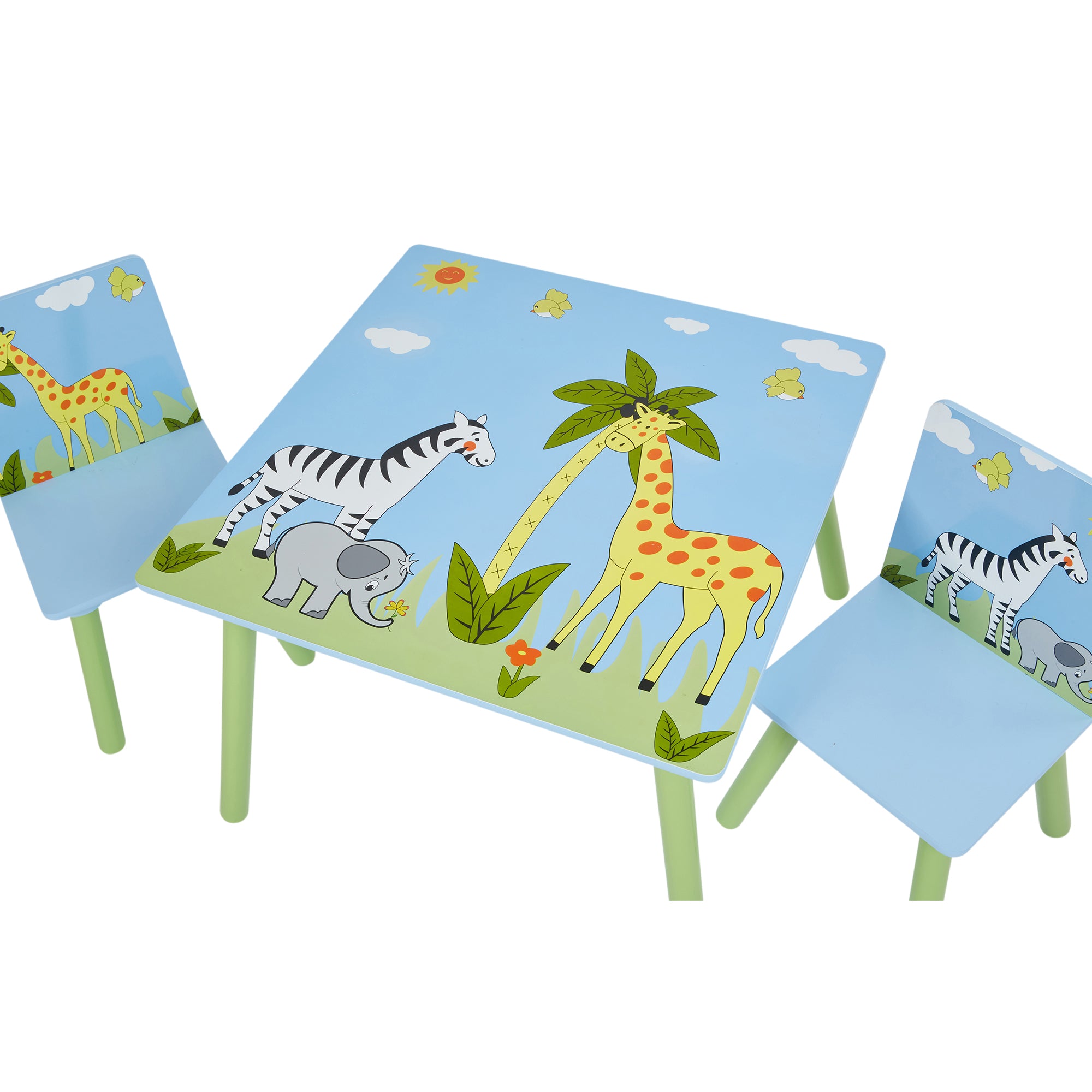 Kids Safari Table & Two Chairs Set – Animal Friends (18 Months-6 Years)