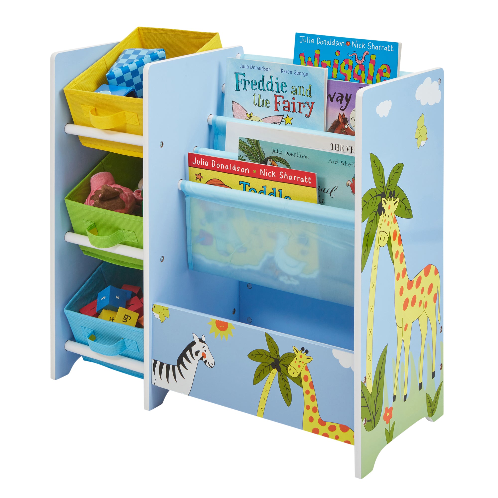Kids Safari Book Display with Fabric Storage Boxes (Ages 2-6)
