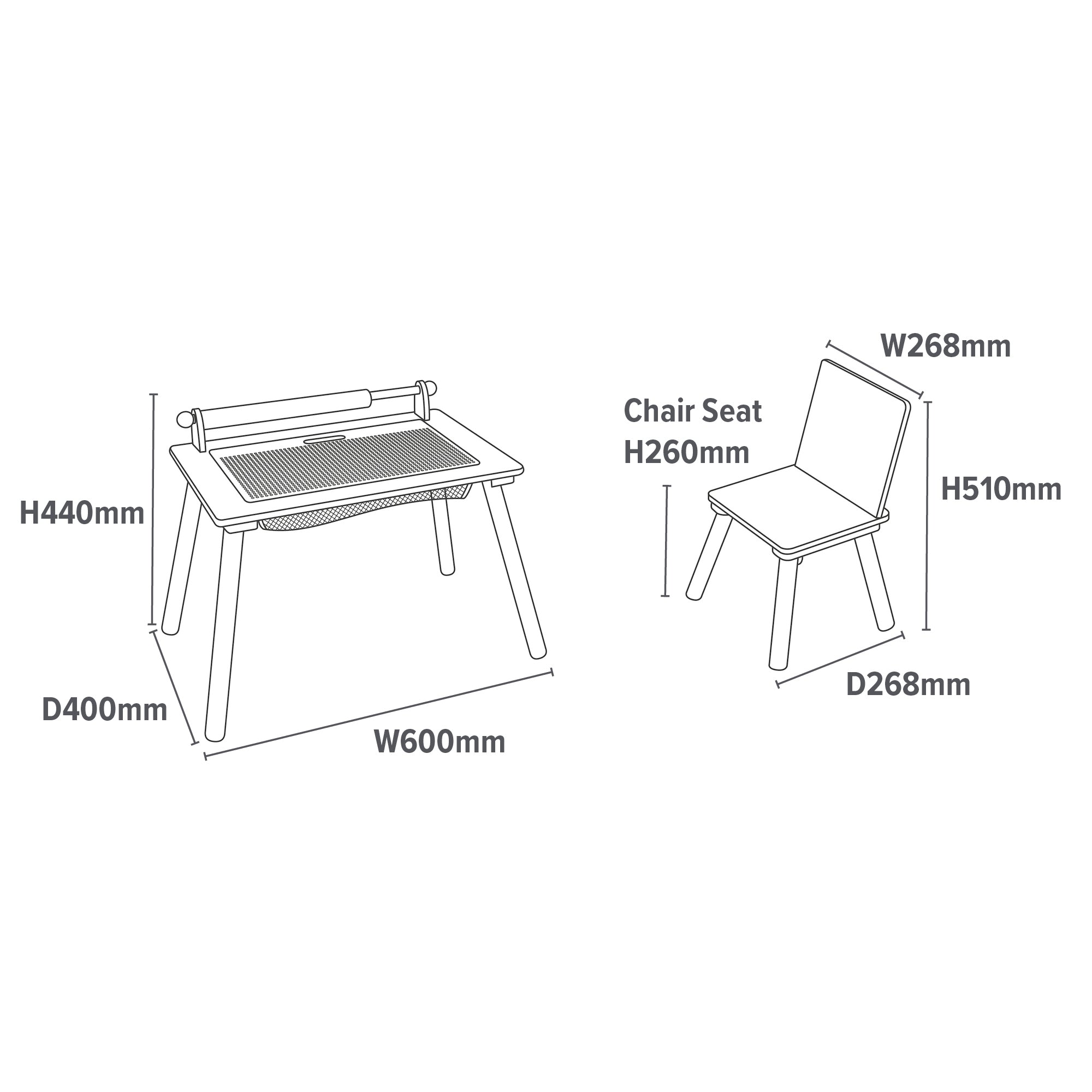 Kids White Writing Multi-Purpose Table & Chair Set (18 Months-6 Years)