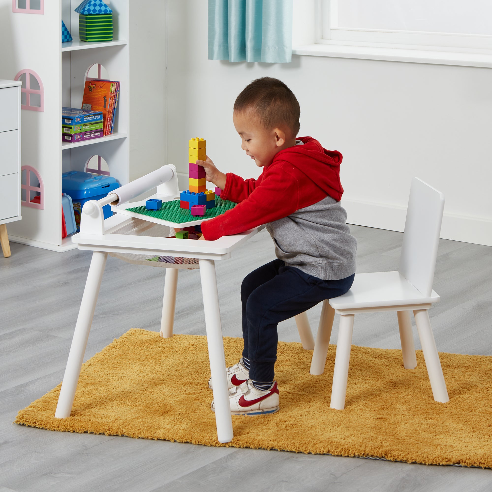 Kids White Writing Multi-Purpose Table & Chair Set (18 Months-6 Years)