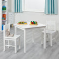 Kids White Wooden Table & 2 Chairs Set