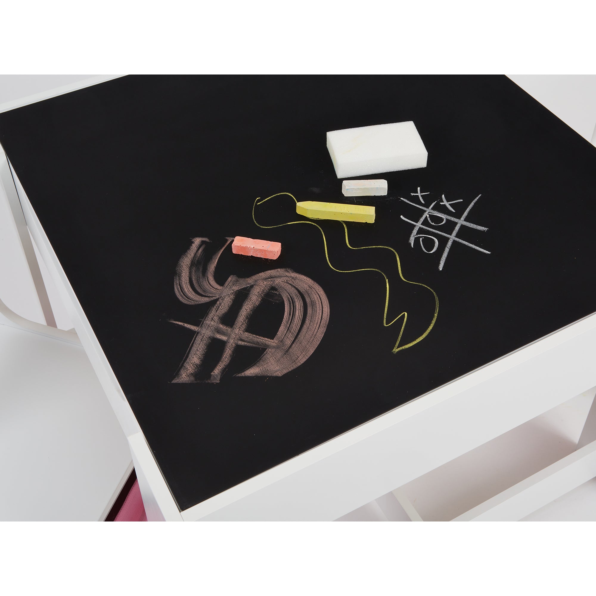 Kids White Reversible Table & Chairs with Storage (18 Months-6 Years)