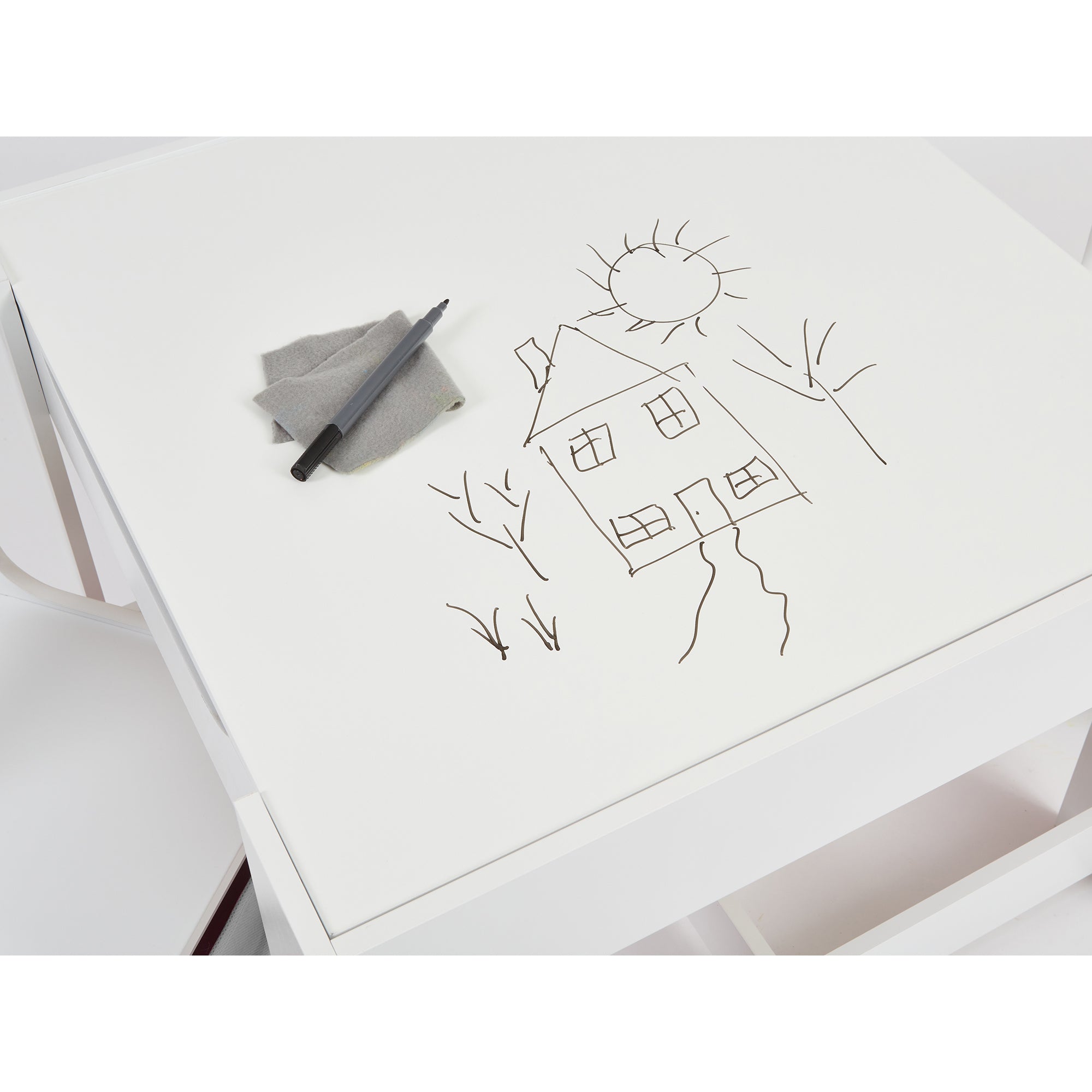 Kids White Reversible Table & Chairs with Storage (18 Months-6 Years)