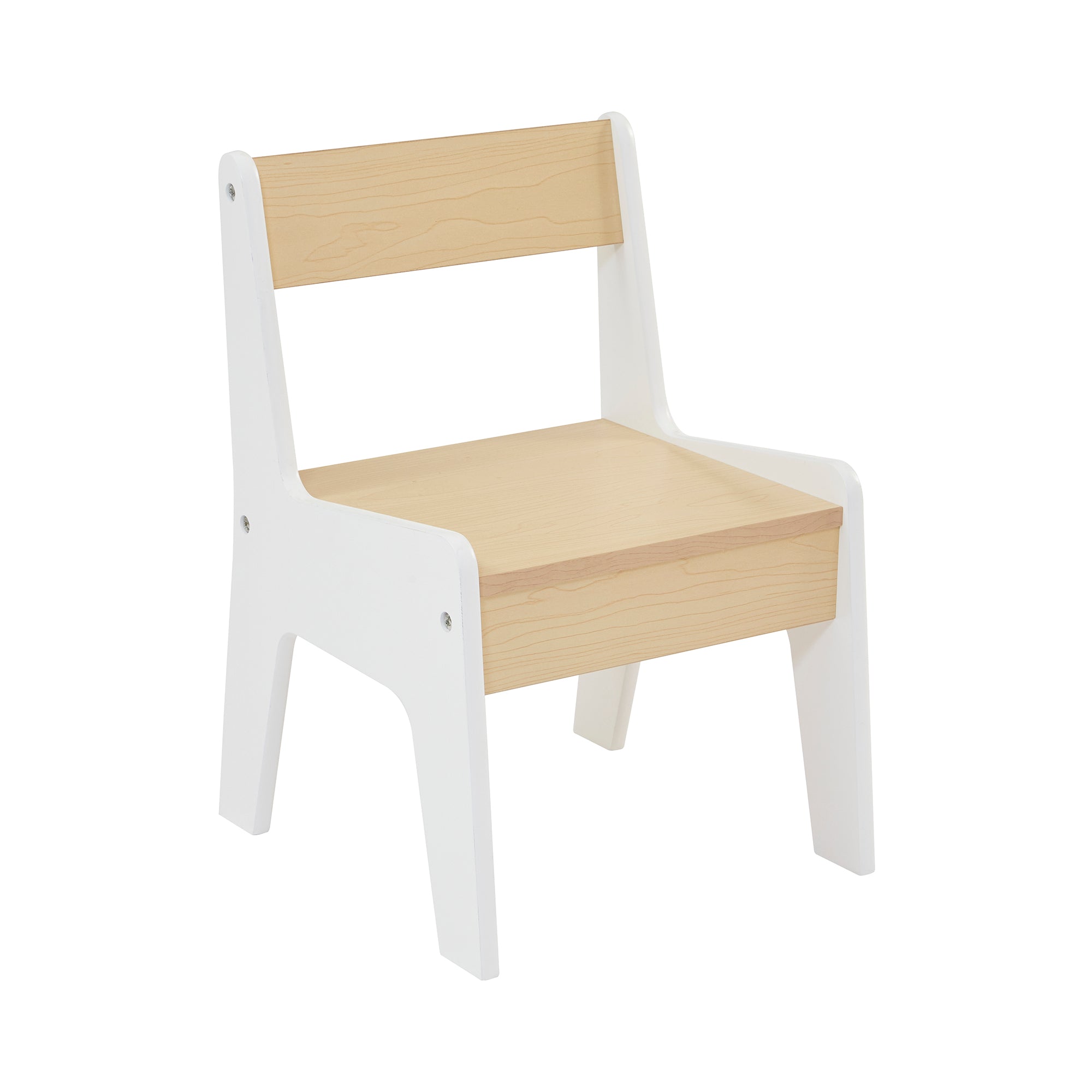 Kids White Wood Table & Chair Set Raised Sides (18 Months-5 Years)