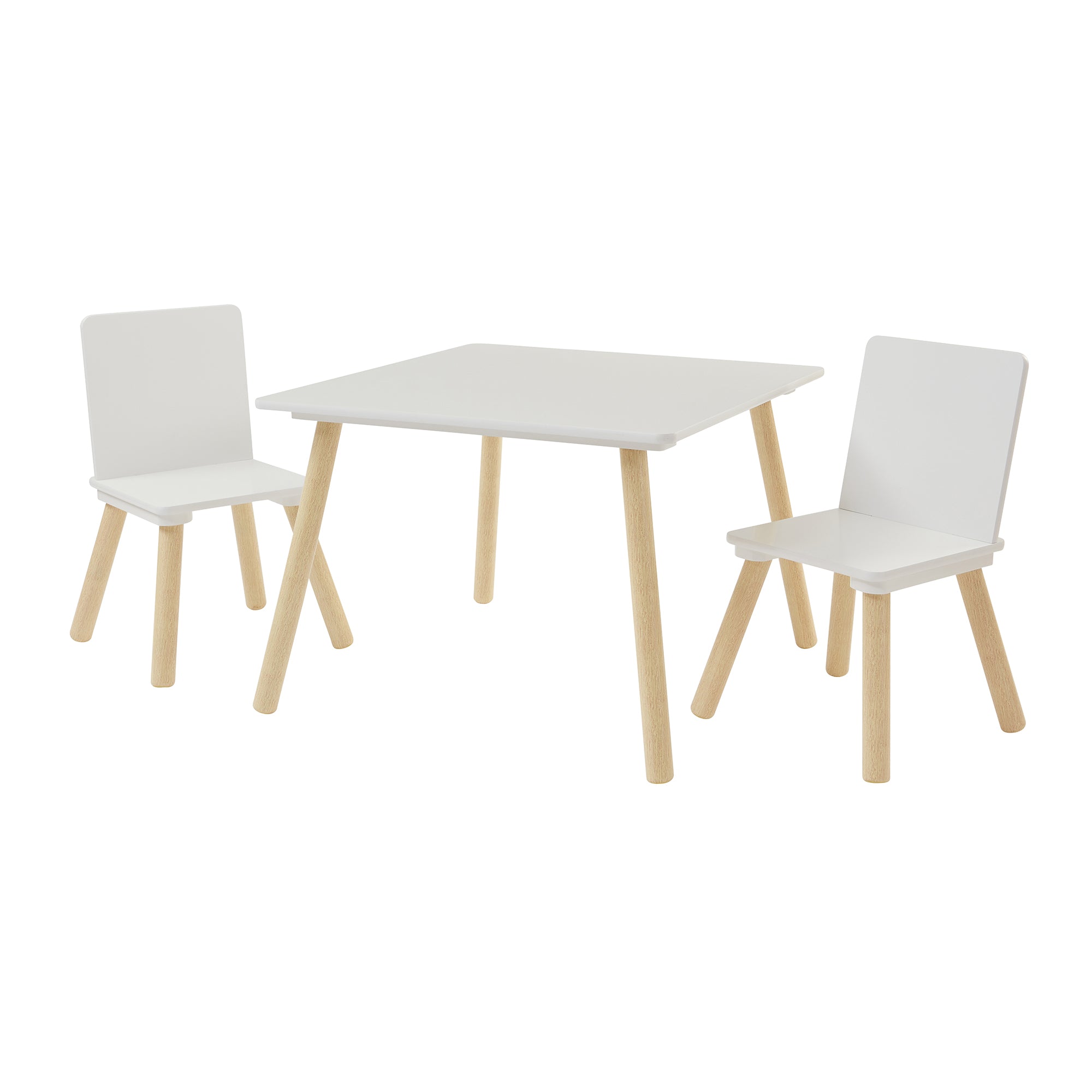 Kids Pinewood Table & 2 Chairs Set Modern Play (18 Months-6 Years)