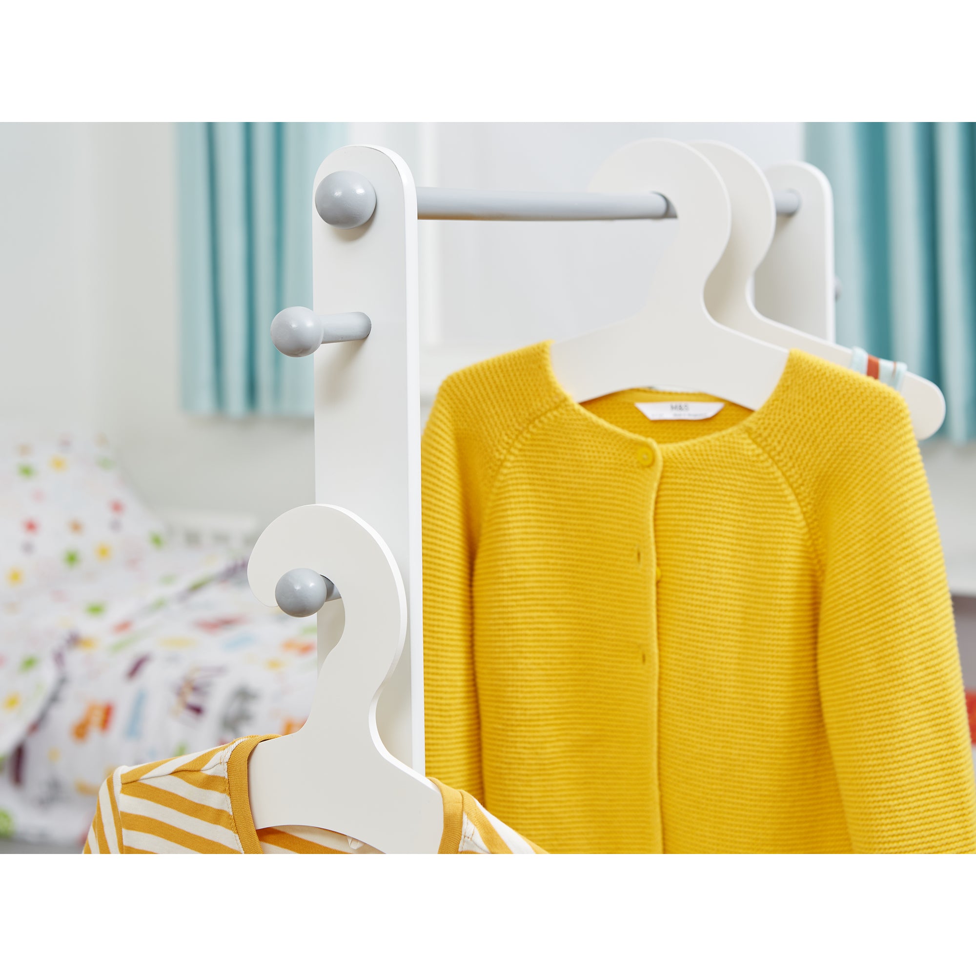 Kids Hanging Rail with Storage White Grey (3-7 Years)