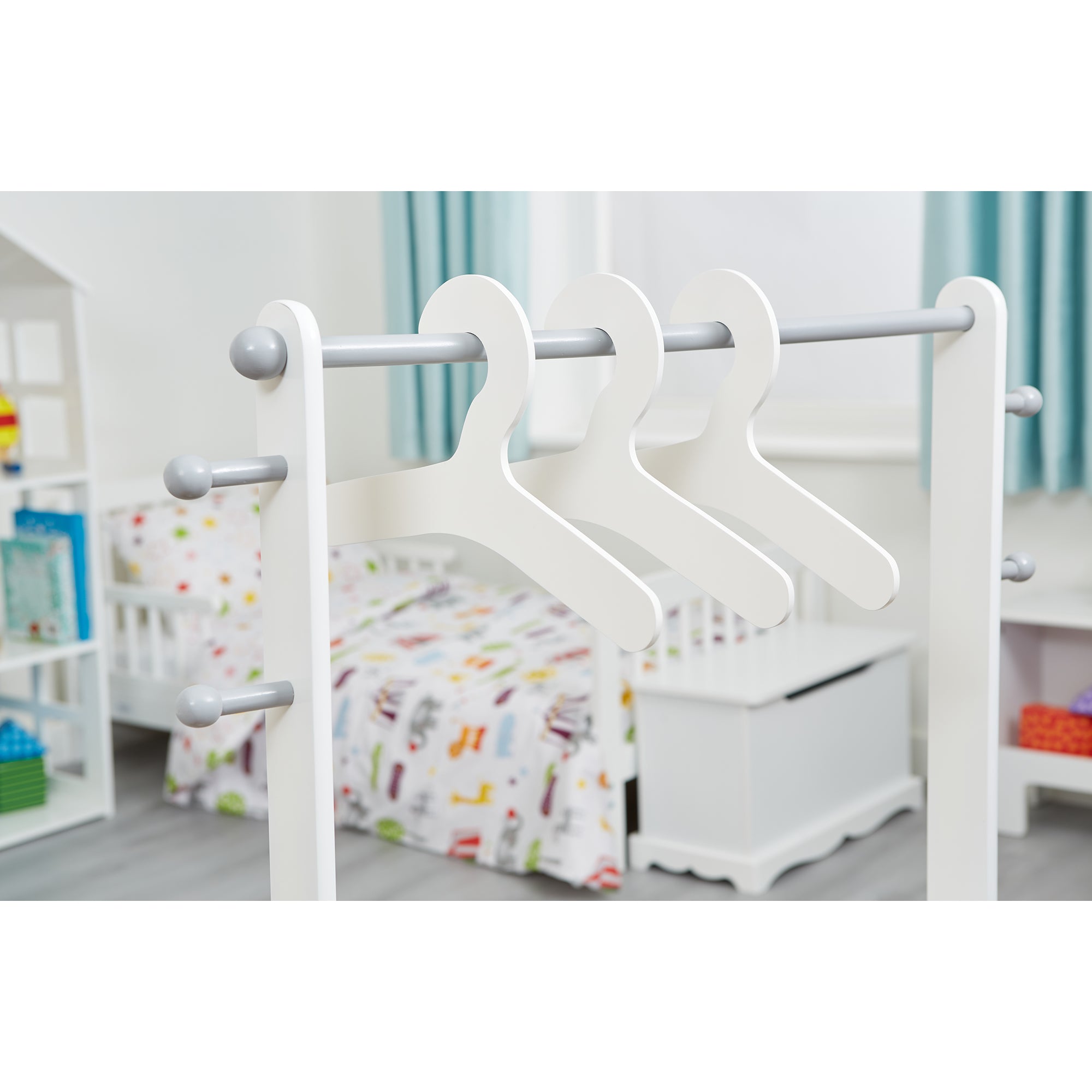 Kids Hanging Rail with Storage White Grey (3-7 Years)
