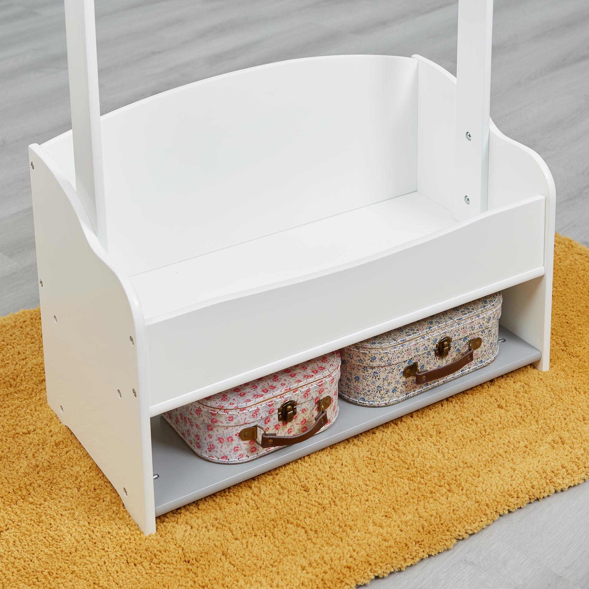 Kids Hanging Rail with Storage White Grey (3-7 Years)