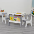 Kids White Grey Bookshelf Table & 2 Chairs (18 Months-5 Years)