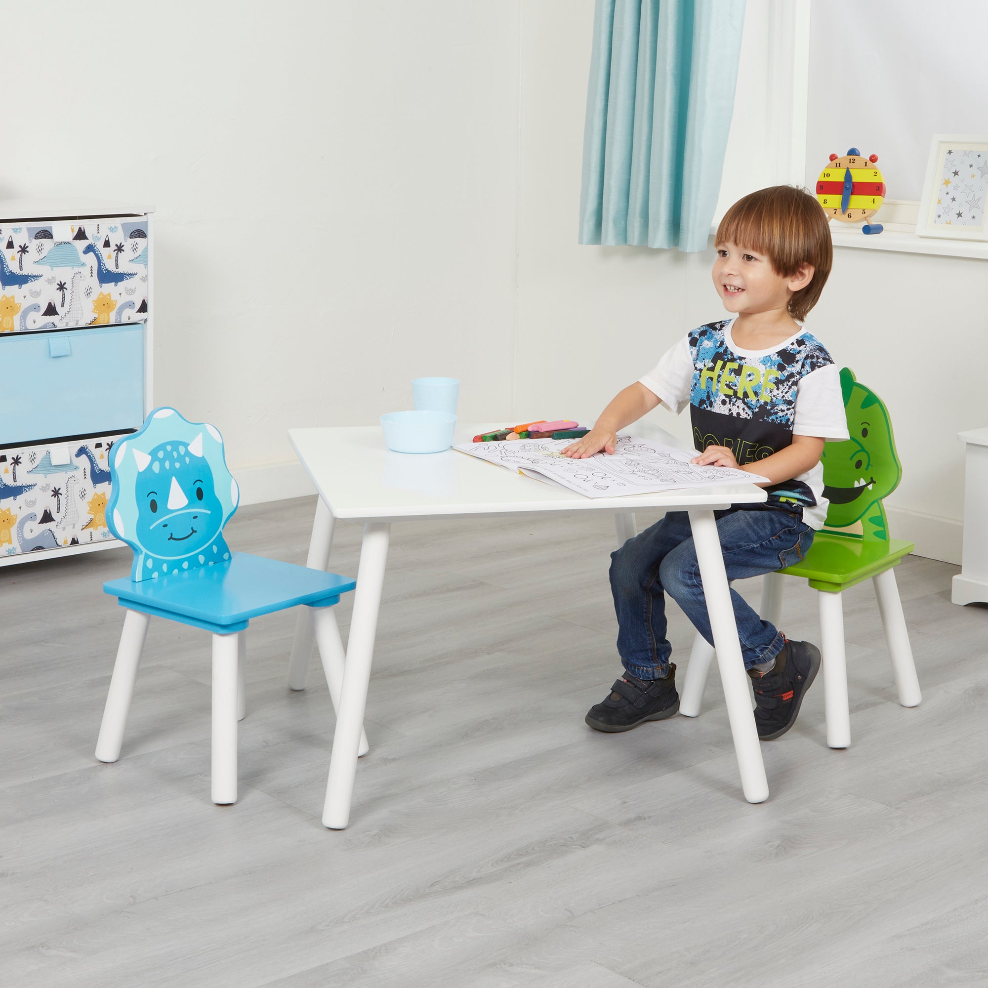 Kids Dinosaur Table & 2 Chairs Roarsome Play Set (18 Months-6 Years)