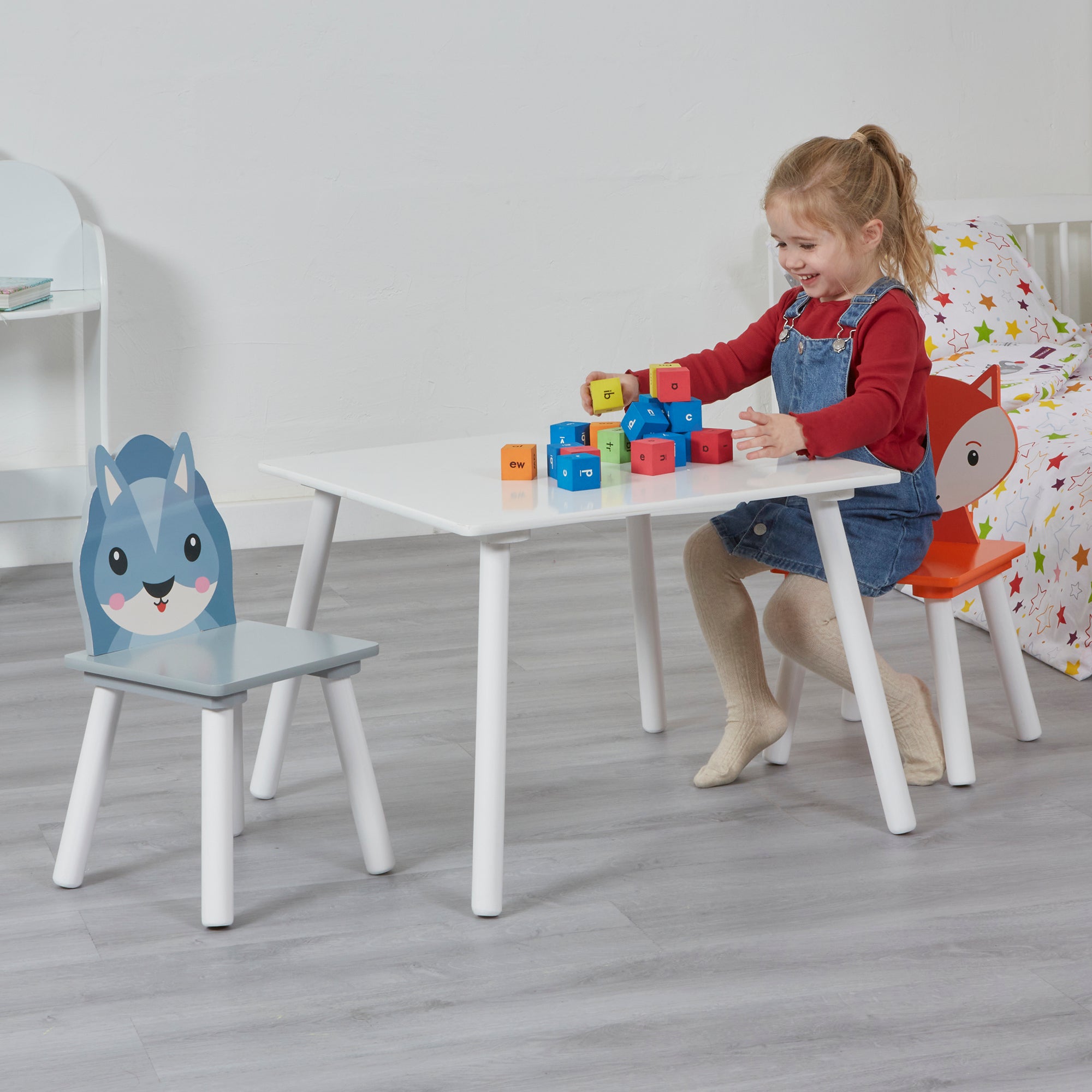 Kids Fox Squirrel Table & 2 Chairs Woodland Play (18 Months-6 Years)