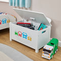 Kids White Wooden Toy Box Safe Storage (Ages 3+)