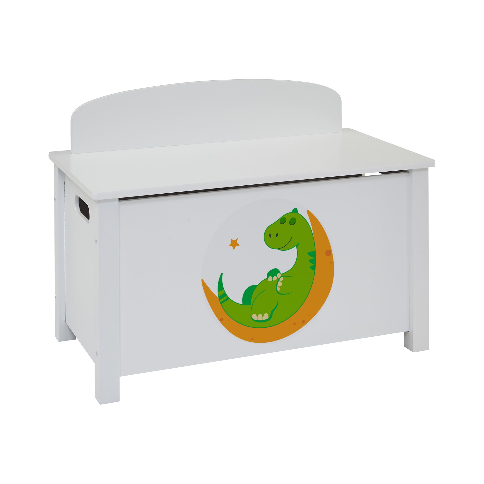Kids White Wooden Toy Box Safe Hinged Storage (Ages 3+)