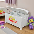 Kids White Wooden Toy Box Safe Hinged Storage (Ages 3+)