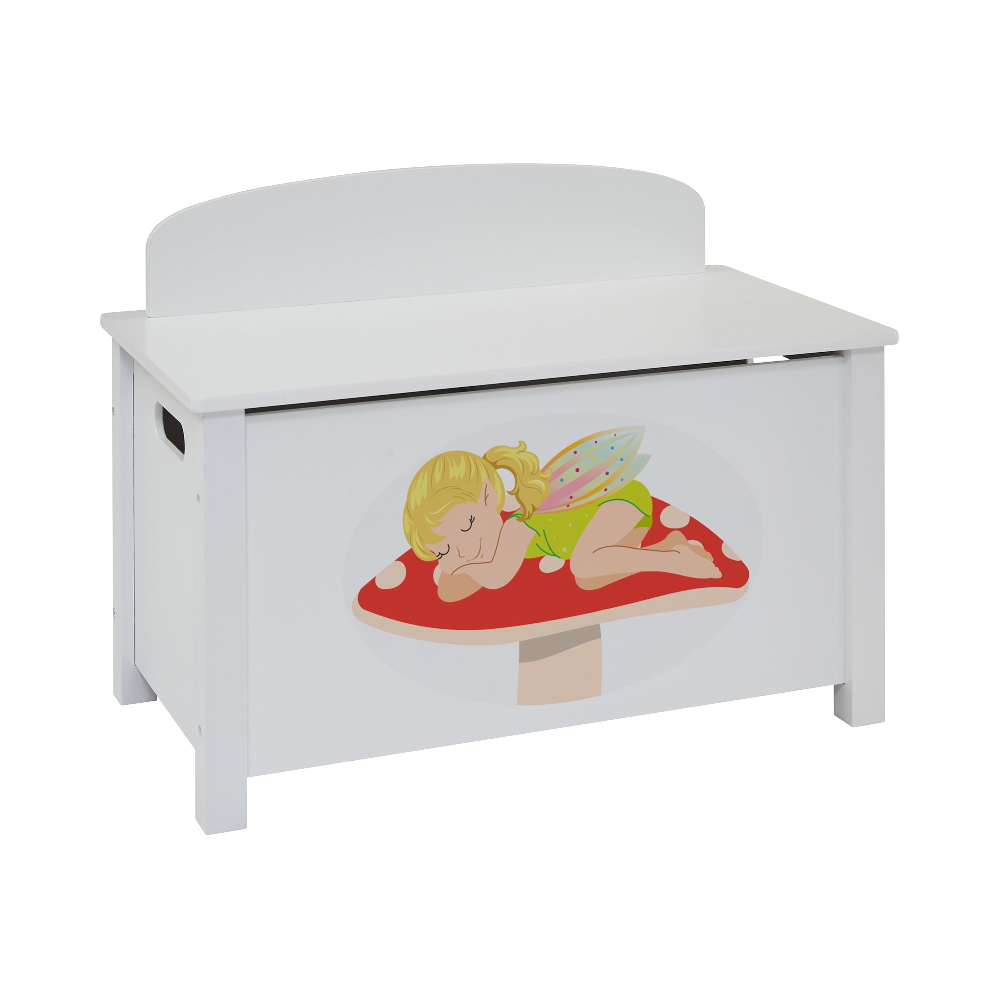Kids White Wooden Toy Box Safe Hinged Storage (Ages 3+)