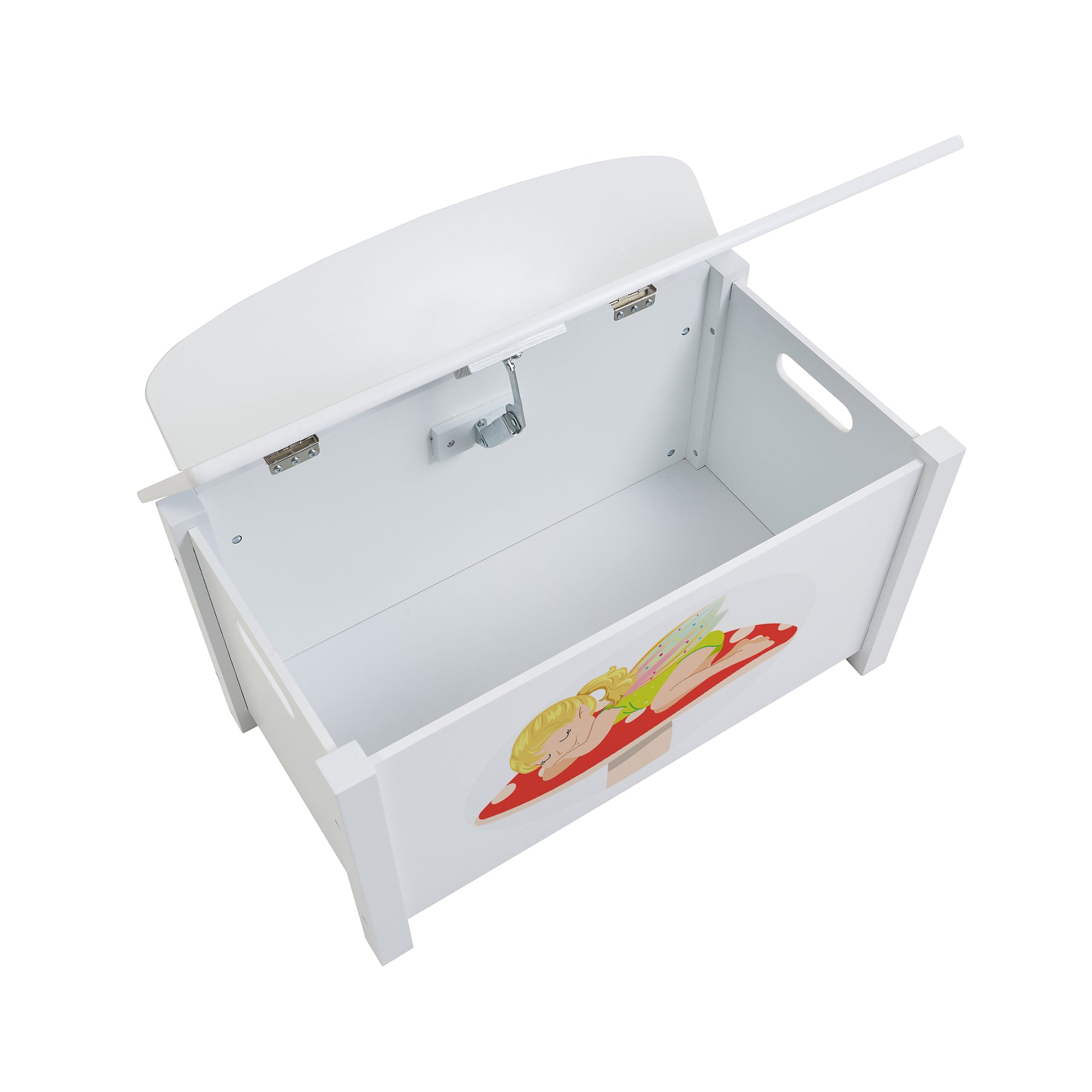 Kids White Wooden Toy Box Safe Hinged Storage (Ages 3+)