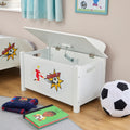 Kids White Wooden Toy Box Safe Hinged Storage (Ages 3+)