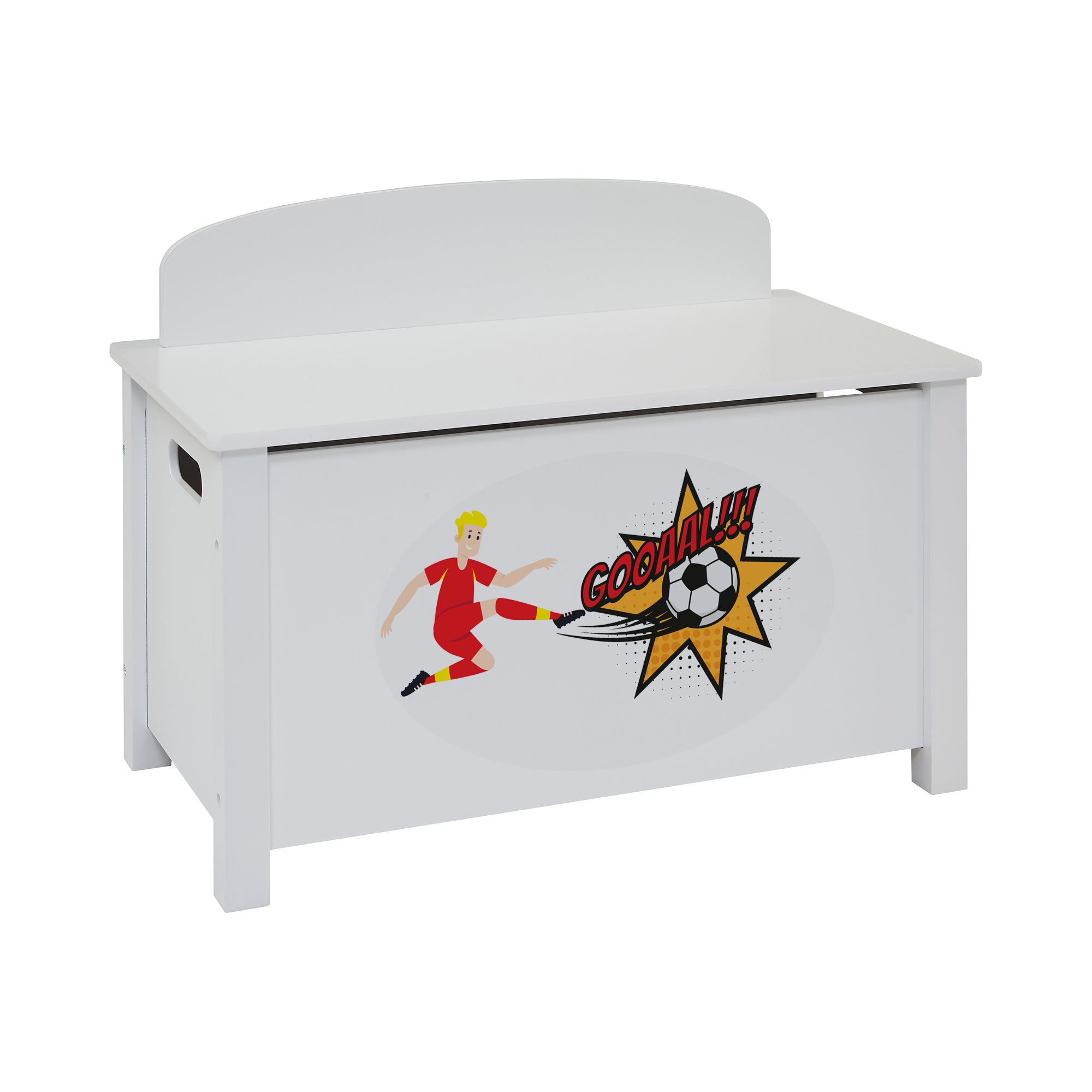 Kids White Wooden Toy Box Safe Hinged Storage (Ages 3+)