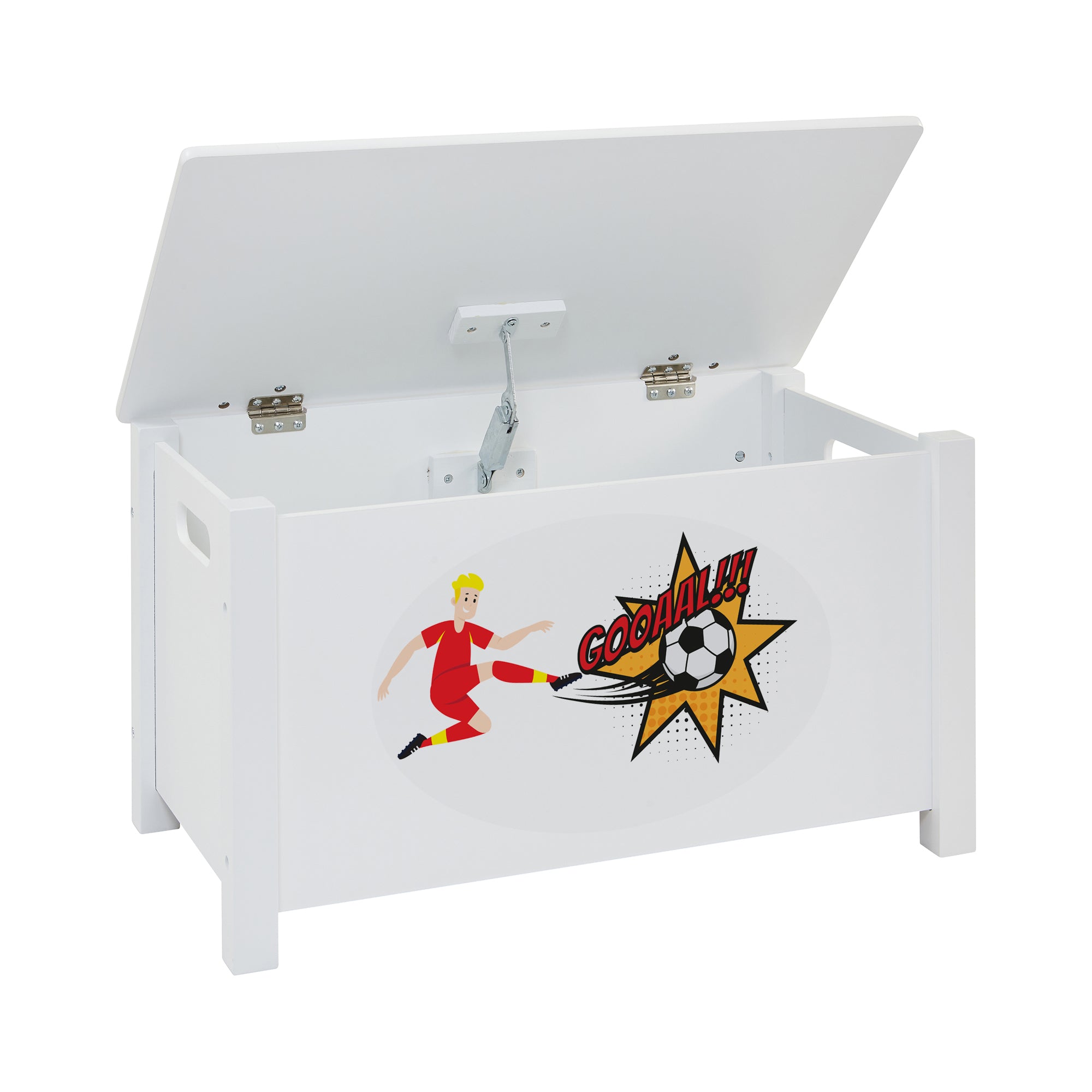 Kids White Wooden Toy Box Safe Hinged Storage (Ages 3+)