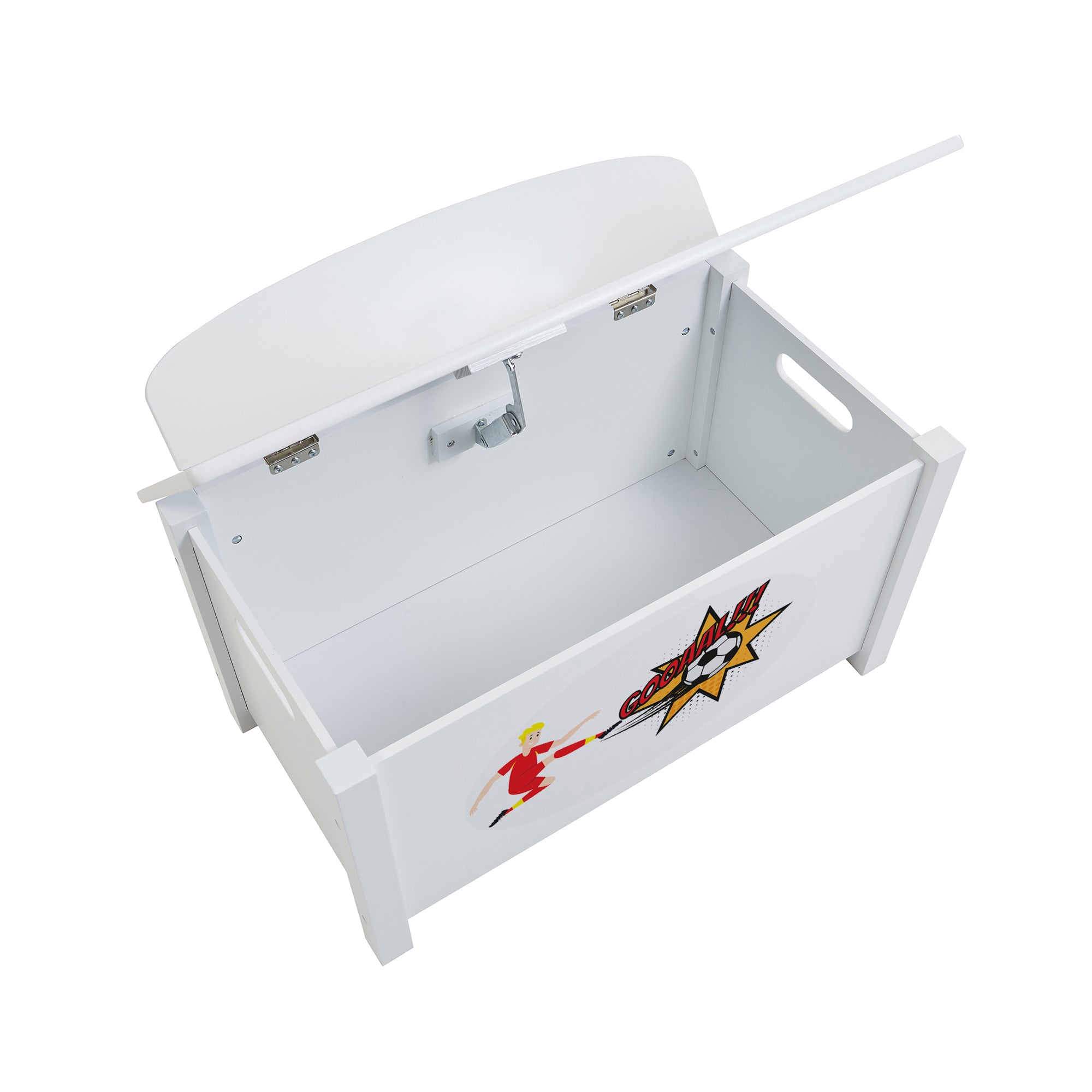 Kids White Wooden Toy Box Safe Hinged Storage (Ages 3+)