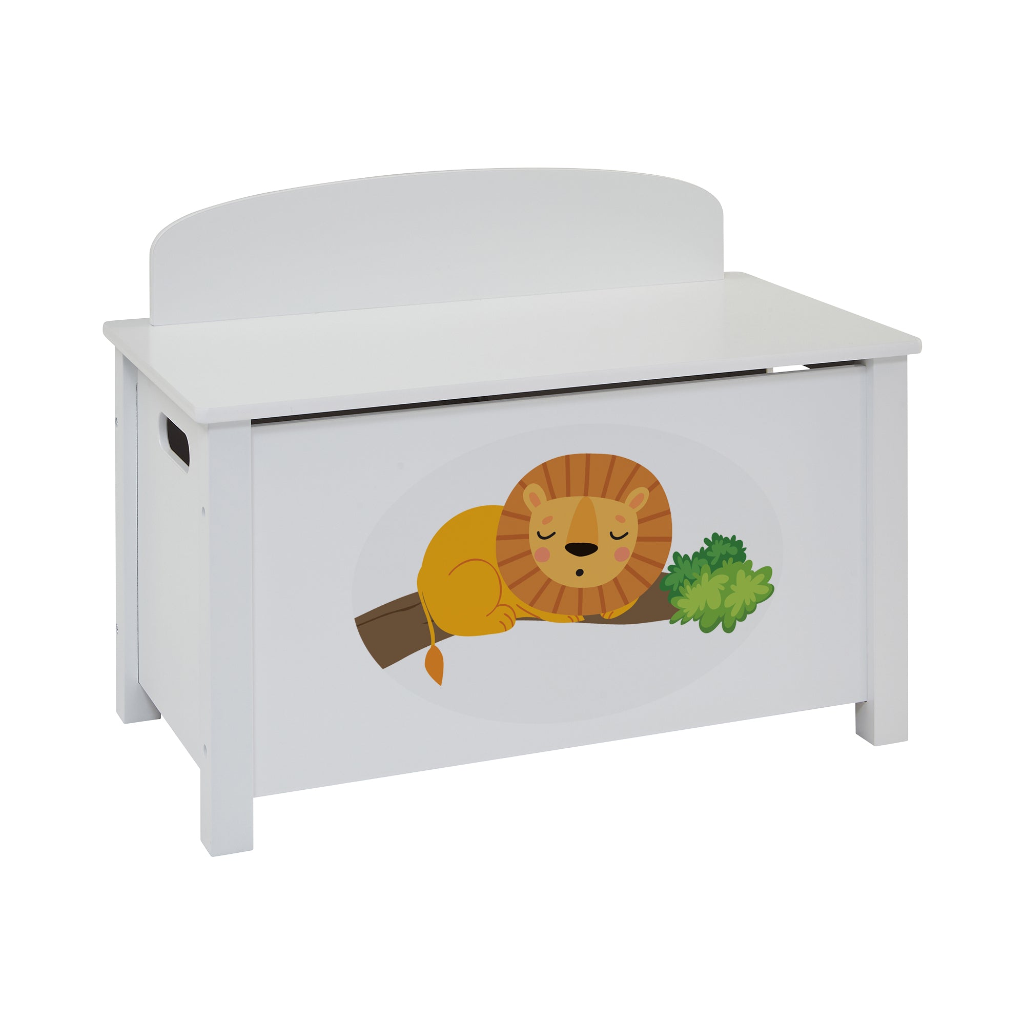 Jungle Kids White Wooden Toy Box Safe Storage (Ages 3+)