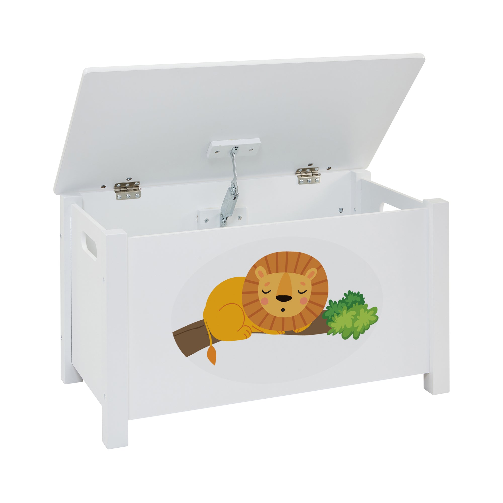 Jungle Kids White Wooden Toy Box Safe Storage (Ages 3+)