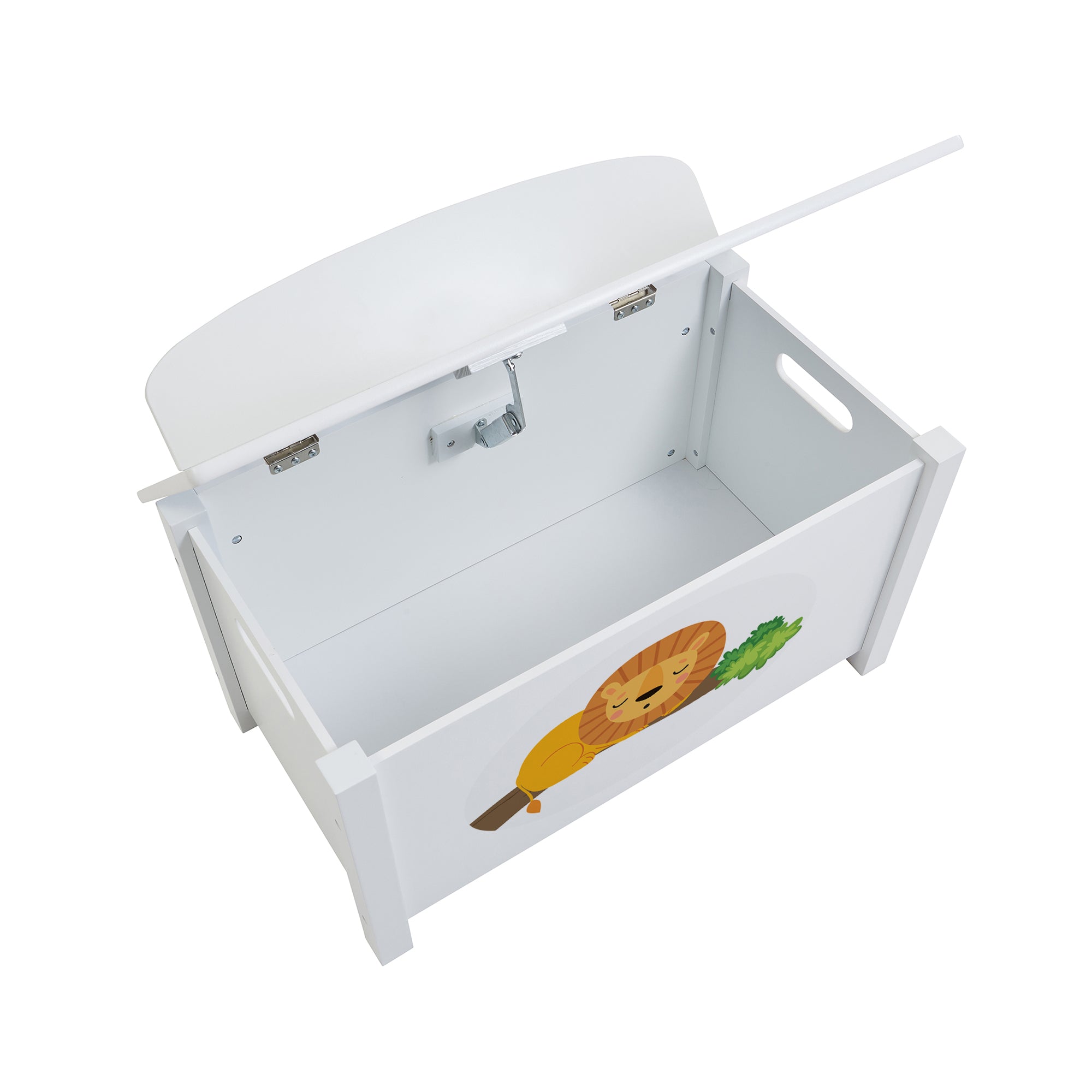 Jungle Kids White Wooden Toy Box Safe Storage (Ages 3+)