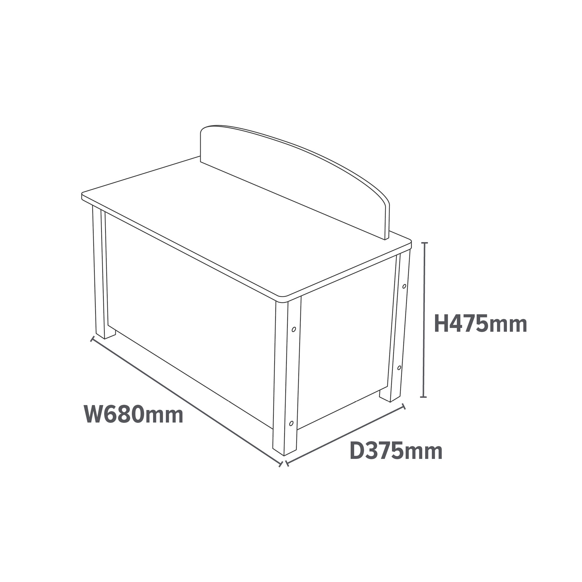 Kids White Wooden Space Toy Box Safe Hinged Storage (Ages 3+)