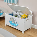 Kids White Wooden Space Toy Box Safe Hinged Storage (Ages 3+)