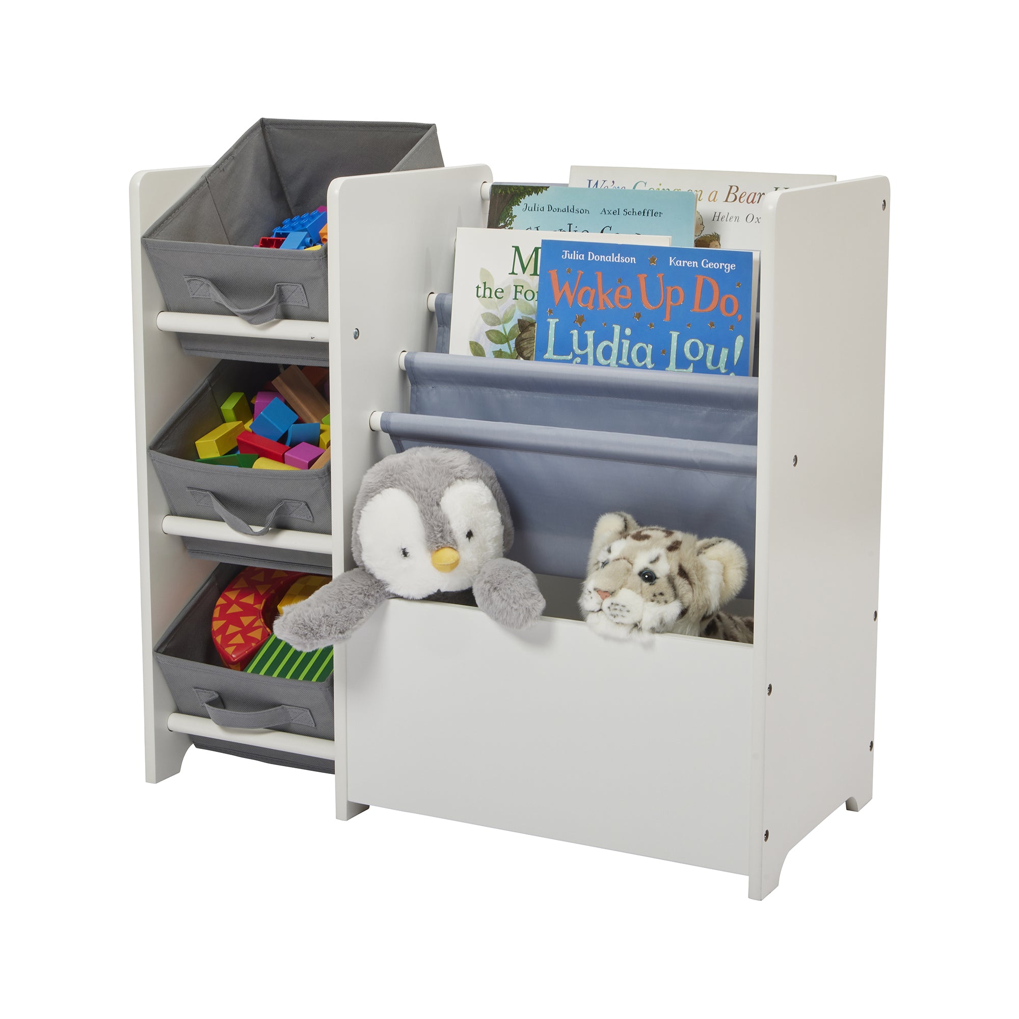 Kids White Book Display Storage Unit 4 Bins (Ages 2+)