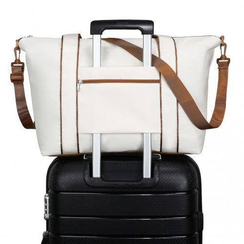 Kono Lightweight Waterproof Weekender Tote Bag Foldable Cabin Flight Duffel Ideal for Underseat Carry - On Travel - Beige and Brown