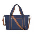 Kono Lightweight Waterproof Weekender Tote Bag Foldable Cabin Flight Duffel Ideal for Underseat Carry - On Travel - Navy and Brown