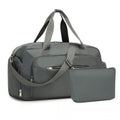 Kono Versatile Multi - Compartment Travel Weekend Bag Two - Piece Set with Shoe Compartment and Cosmetic Pouch - Grey