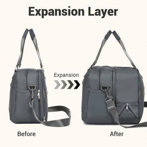 Kono Multi - functional Travel Bag Large Tote Bag & Duffle Bag with Expandable Compartment and Wet/Dry Pocket - Grey