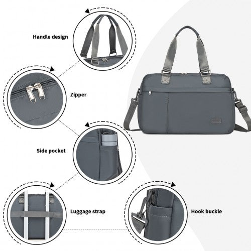 Kono Multi - functional Travel Bag Large Tote Bag & Duffle Bag with Expandable Compartment and Wet/Dry Pocket - Grey