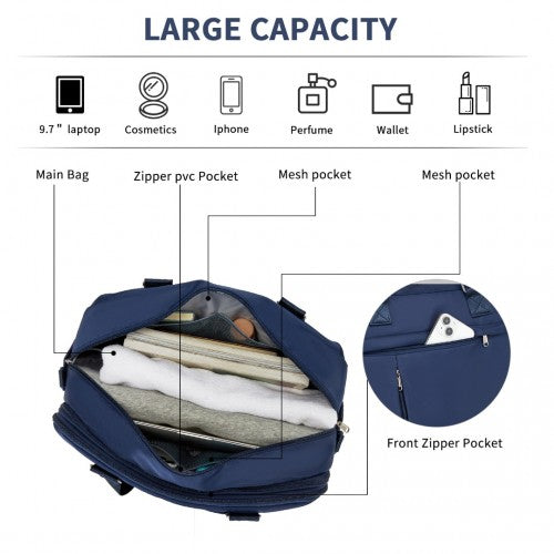 Kono Multi - functional Travel Bag Large Tote Bag & Duffle Bag with Expandable Compartment and Wet/Dry Pocket - Navy