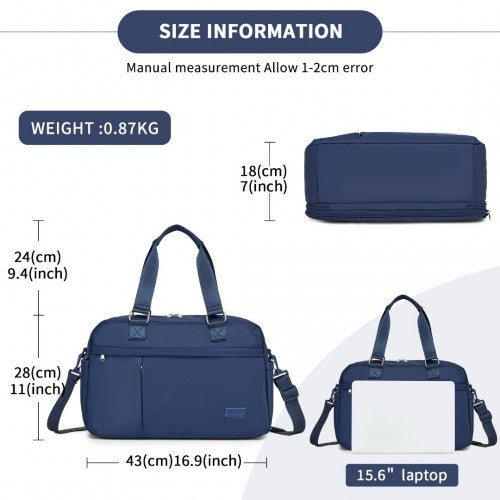 Kono Multi - functional Travel Bag Large Tote Bag & Duffle Bag with Expandable Compartment and Wet/Dry Pocket - Navy
