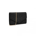 Miss Lulu Luxurious Envelope - Style Evening Clutch with Elegant Detachable Metal Chain Strap - Black