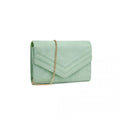 Miss Lulu Luxurious Envelope - Style Evening Clutch with Elegant Detachable Metal Chain Strap - Green