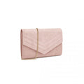 Miss Lulu Luxurious Envelope - Style Evening Clutch with Elegant Detachable Metal Chain Strap - Pink