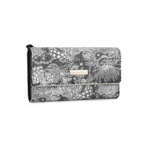 Miss Lulu Elegant Women's Long Purse with Detachable Wrist Strap And Multi - Card Organizer - Black